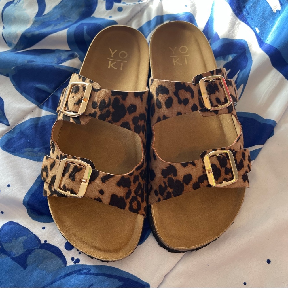 Leopard Print Slide Sandals